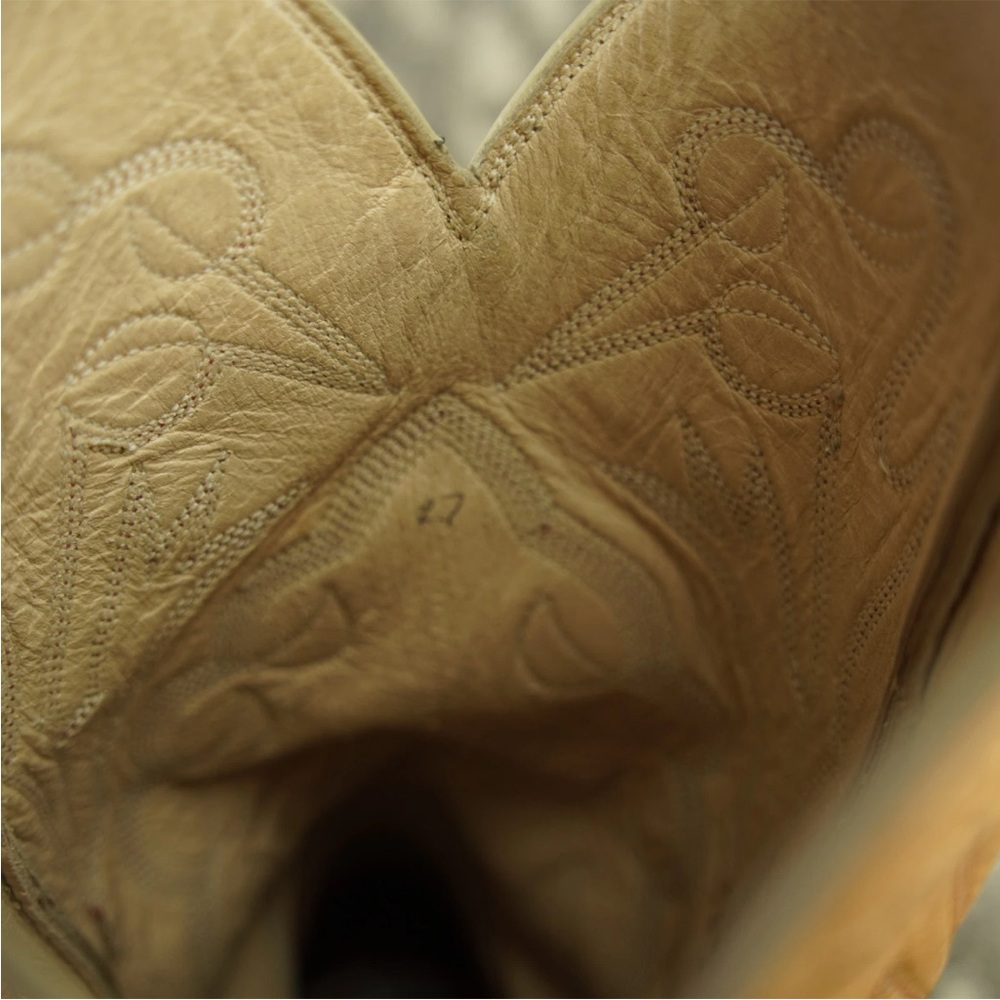 Vintage Handmade Genuine Crocodilian Leather Western Boots Tan Size 9.5 D - Picture 14 of 16